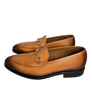Taft Men's Tan Leather Burnished Horsebit Slip-On Loafers Goodyear Welted Size 9